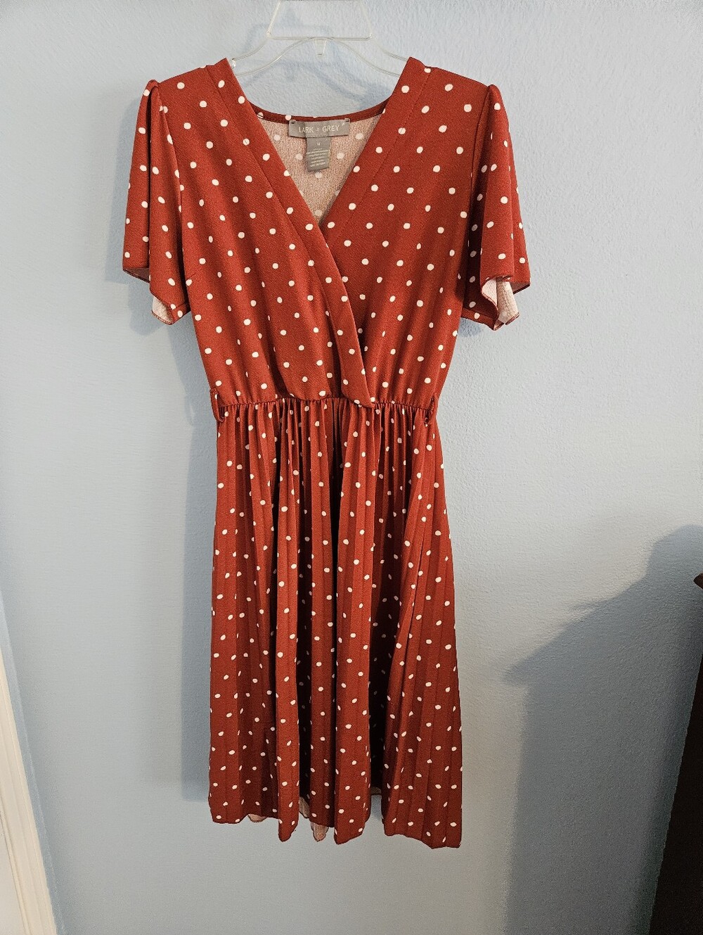 Lark And Grey Rust Red Polka Dot Midi Dress